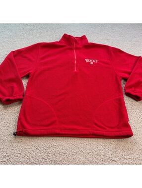 Vintage 90s Ohio State Buckeyes AS Sports Red Quarter Zip Fleece Pullover OSU L